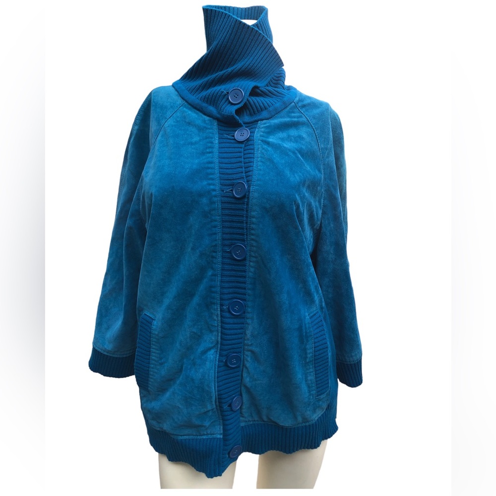 Linea By Louis Dell Olio Turquoise Leather Cotton Ribbed Trim